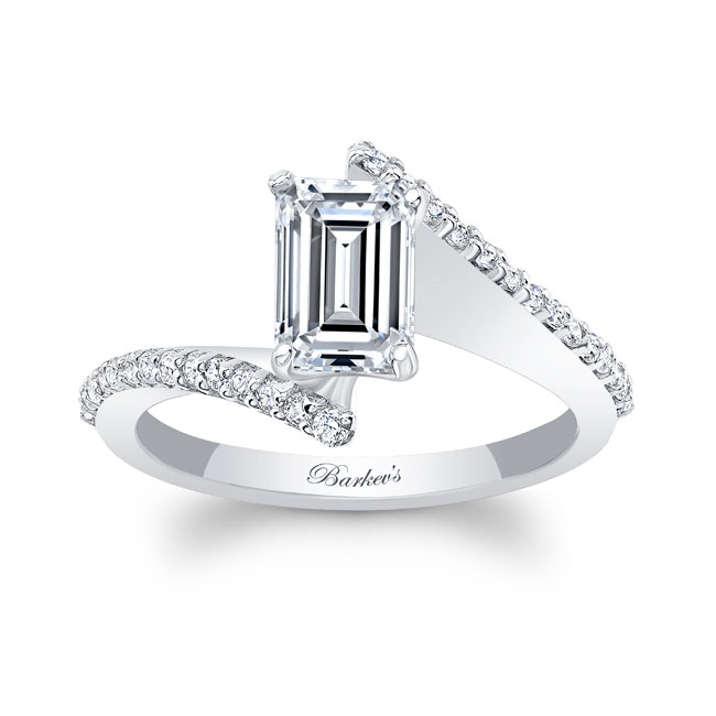 Emerald Cut Lab Diamond Pave Engagement Ring