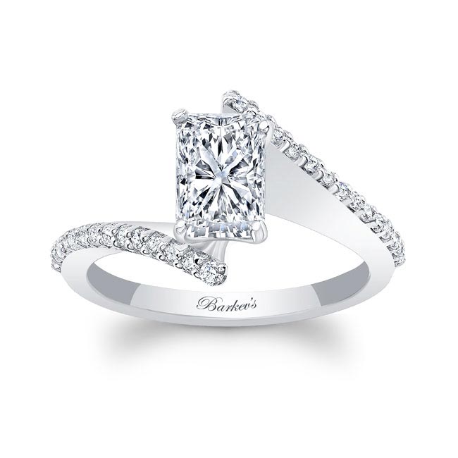 White Gold Radiant Cut Pave Engagement Ring