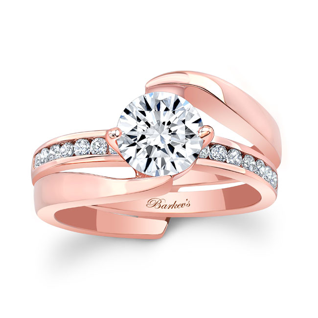 Rose Gold Interlocking Wedding Ring Set