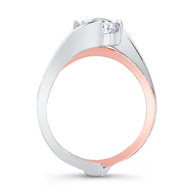 White Rose Gold Interlocking Wedding Ring Set Image 2