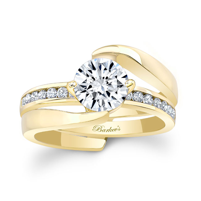 Yellow Gold Interlocking Wedding Ring Set