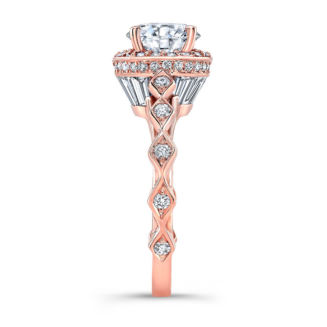 Rose Gold Vintage Halo Engagement Ring Image 3