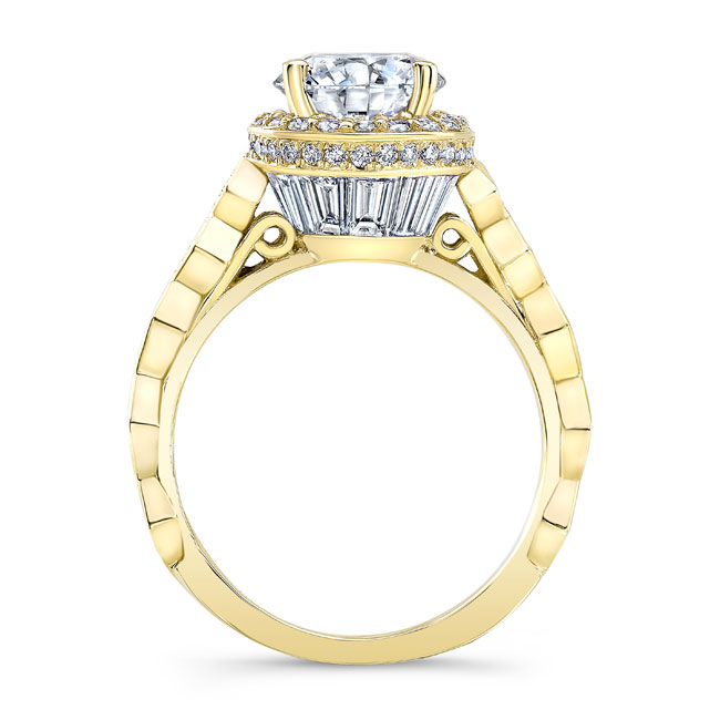 Yellow Gold Vintage Halo Engagement Ring Image 2