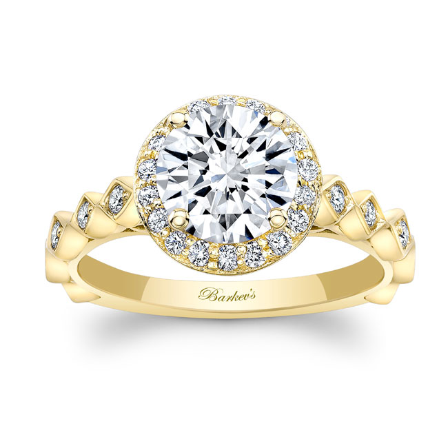 Yellow Gold Vintage Halo Engagement Ring