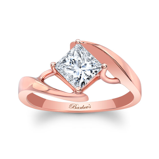 Rose Gold Bypass Princess Cut Solitaire Ring