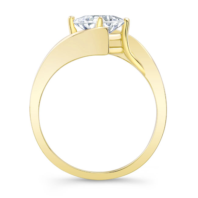 Yellow Gold Bypass Princess Cut Solitaire Ring Image 2