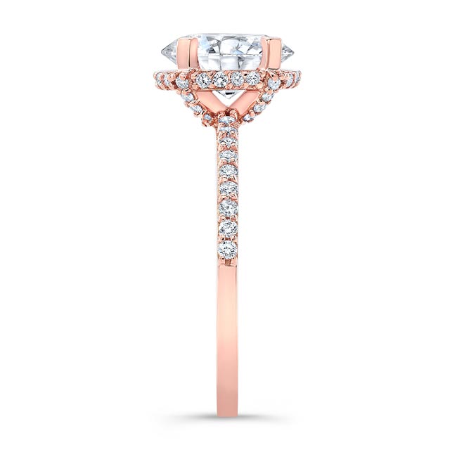 Rose Gold Hidden Halo Oval Engagement Ring Image 3