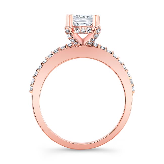 Rose Gold Hidden Halo Princess Cut Engagement Ring Image 2