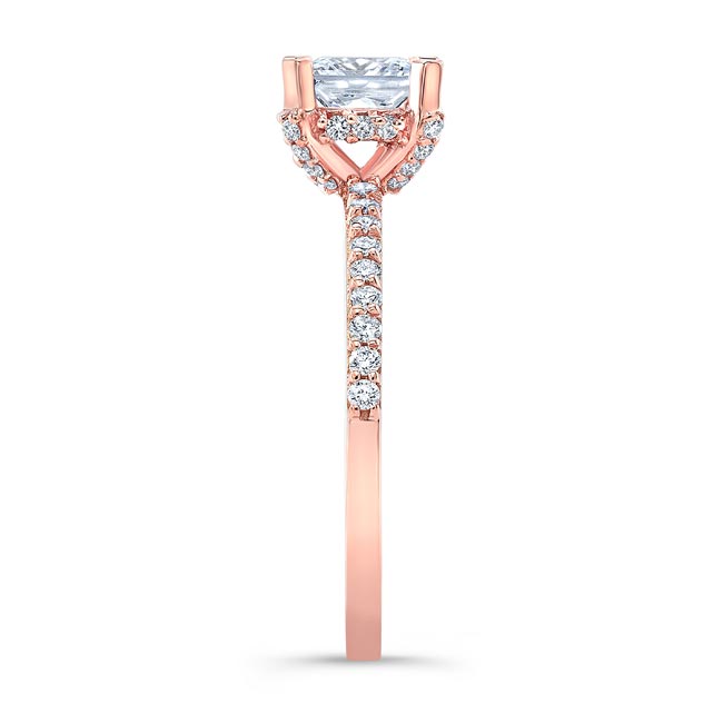 Rose Gold Hidden Halo Princess Cut Engagement Ring Image 3