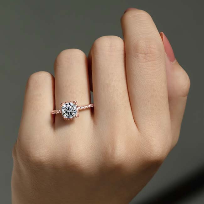 Rose Gold Hidden Halo Princess Cut Engagement Ring Image 4