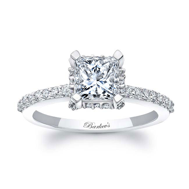 Platinum Hidden Halo Princess Cut Engagement Ring