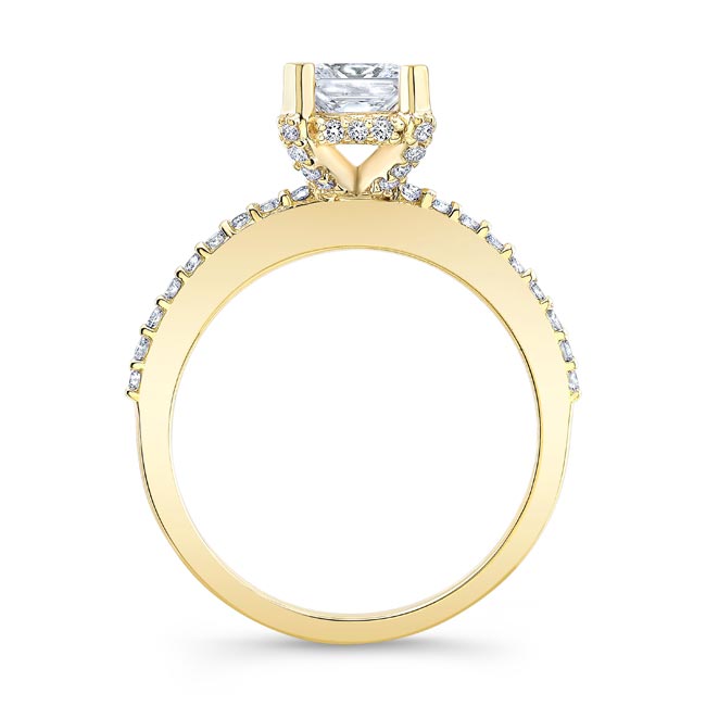 Yellow Gold Hidden Halo Princess Cut Engagement Ring Image 2