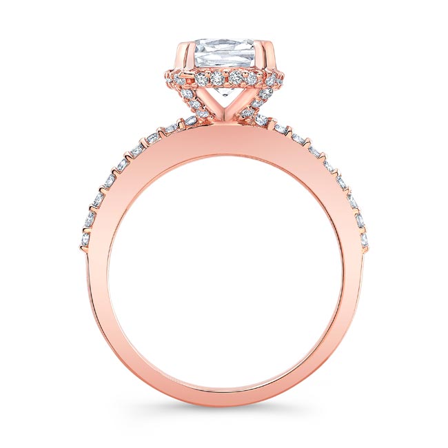 Rose Gold Cushion Halo Engagement Ring Image 2