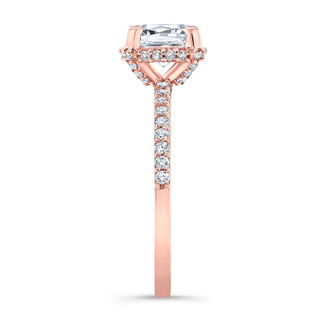 Rose Gold Cushion Halo Engagement Ring Image 3