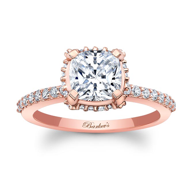 Rose Gold Cushion Halo Engagement Ring