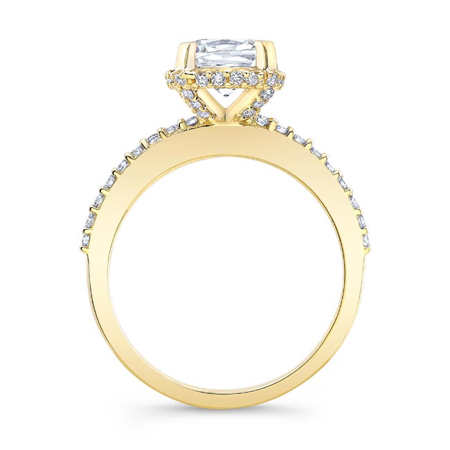 Yellow Gold Cushion Halo Engagement Ring Image 2