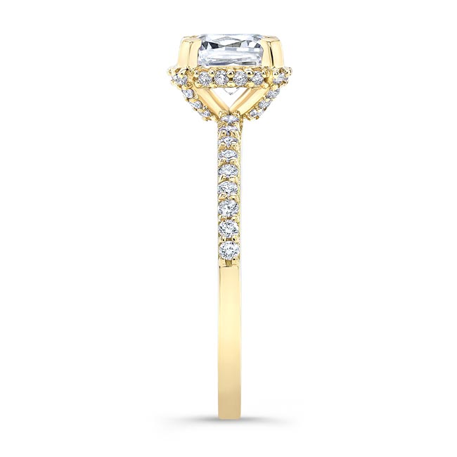 Yellow Gold Cushion Halo Engagement Ring Image 3