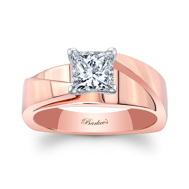 Rose Gold Princess Cut Cathedral Solitaire Ring