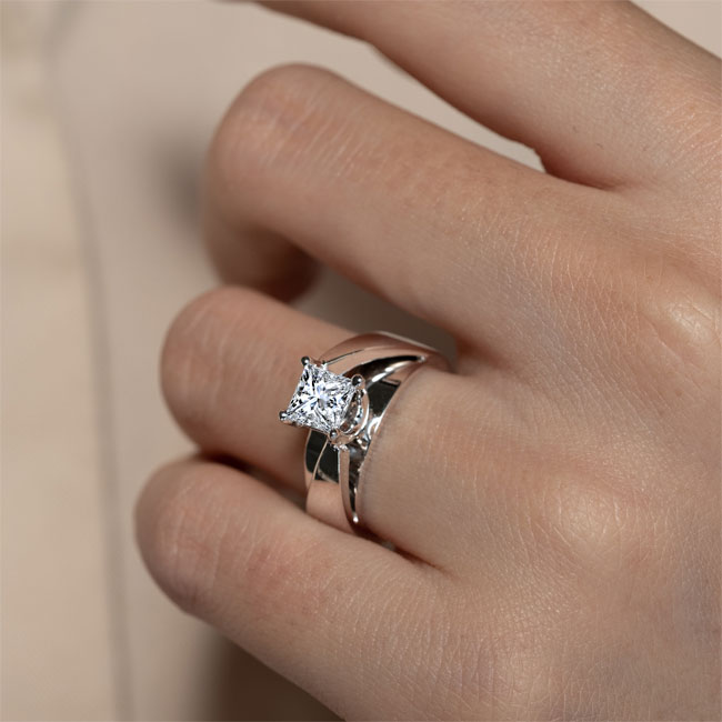 Princess Cut Cathedral Solitaire Ring Image 4