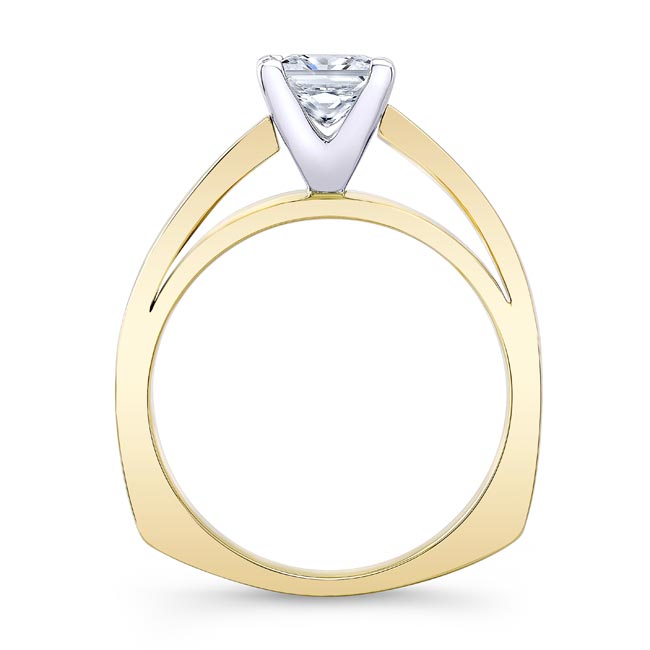 Yellow Gold Princess Cut Cathedral Solitaire Ring Image 2