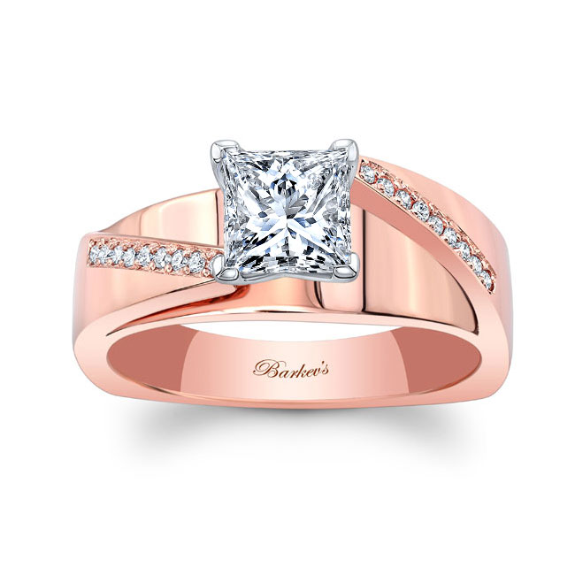 Rose Gold Princess Cut Pave Engagement Ring