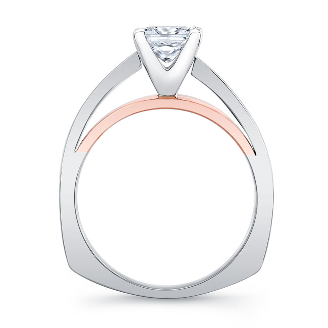 White Rose Gold Princess Cut Pave Engagement Ring Image 2