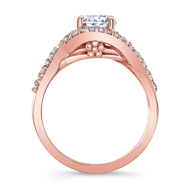 Rose Gold Twisted Halo Moissanite Engagement Ring Image 2