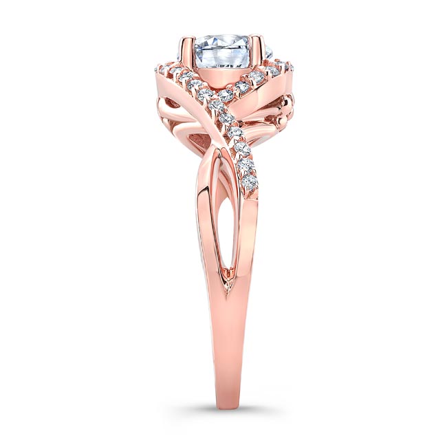 Rose Gold Twisted Halo Moissanite Engagement Ring Image 3