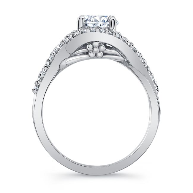 White Gold Twisted Halo Engagement Ring Image 2