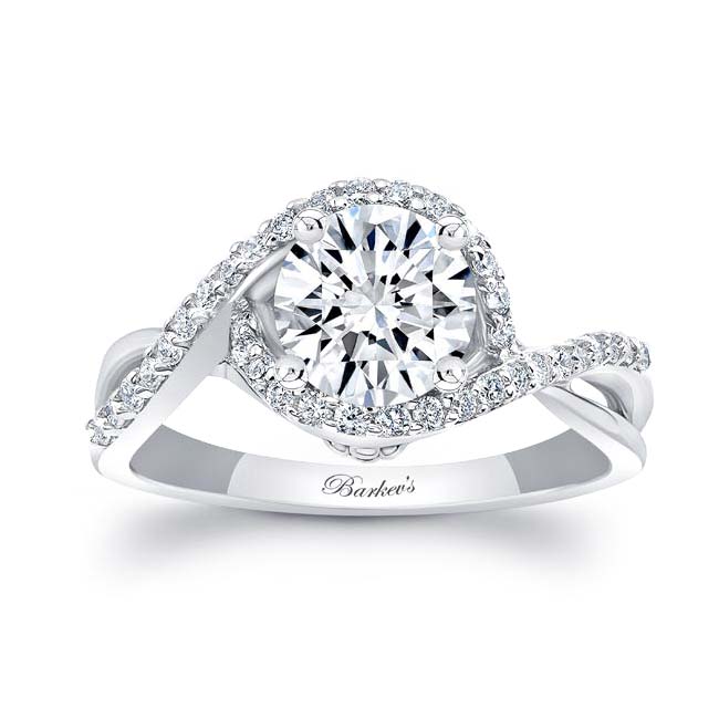 White Gold Twisted Halo Engagement Ring