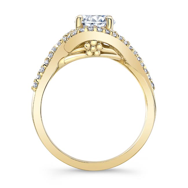 Yellow Gold Twisted Halo Engagement Ring Image 2