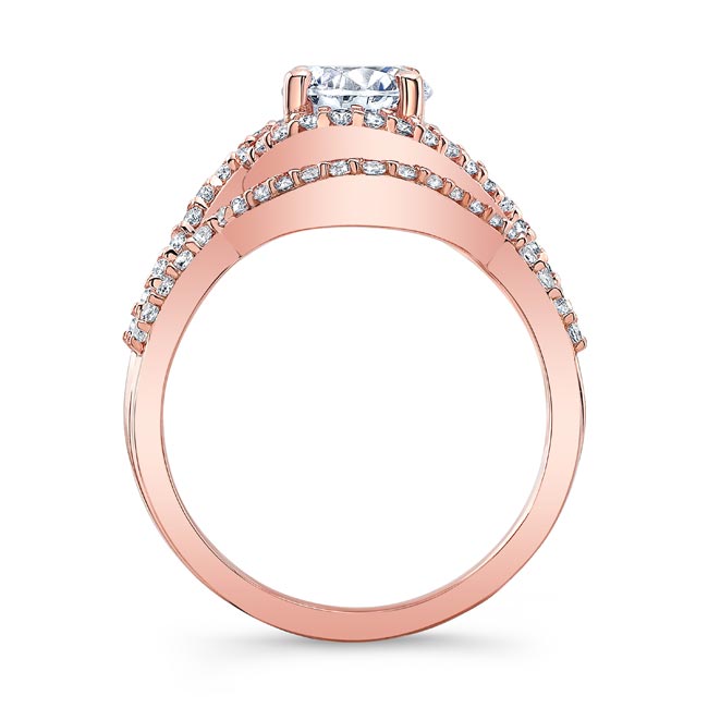 Rose Gold Twisted Halo Moissanite Wedding Set Image 2