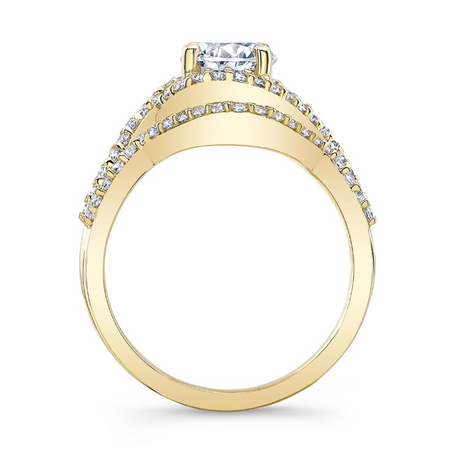 Yellow Gold Twisted Halo Lab Grown Diamond Wedding Set Image 2