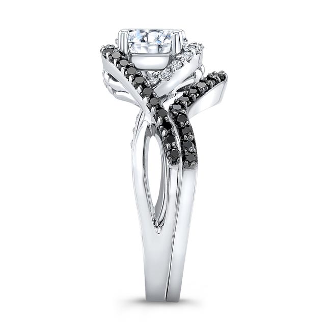 Platinum Twisted Halo Black Diamond Accent Wedding Set Image 3