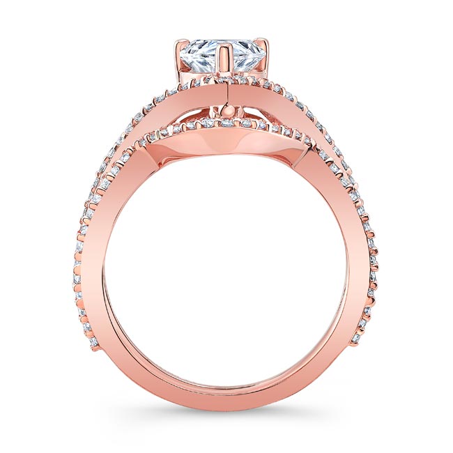 Rose Gold Unique Pear Shaped Wedding Set Image 2