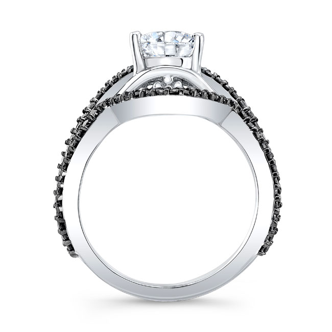 Unique Pear Shaped Black Diamond Accent Wedding Set Image 2