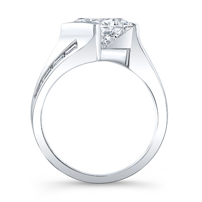 Princess Cut Wide Band Engagement Ring Image 2