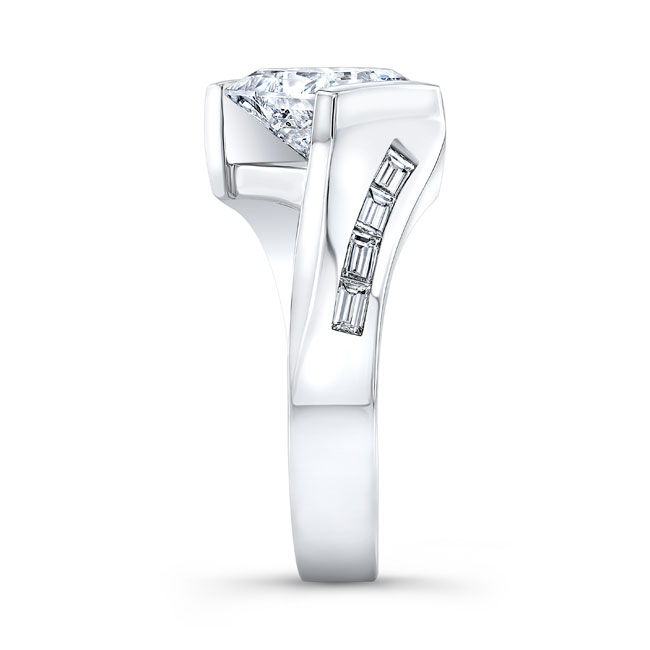 Princess Cut Wide Band Engagement Ring Image 3