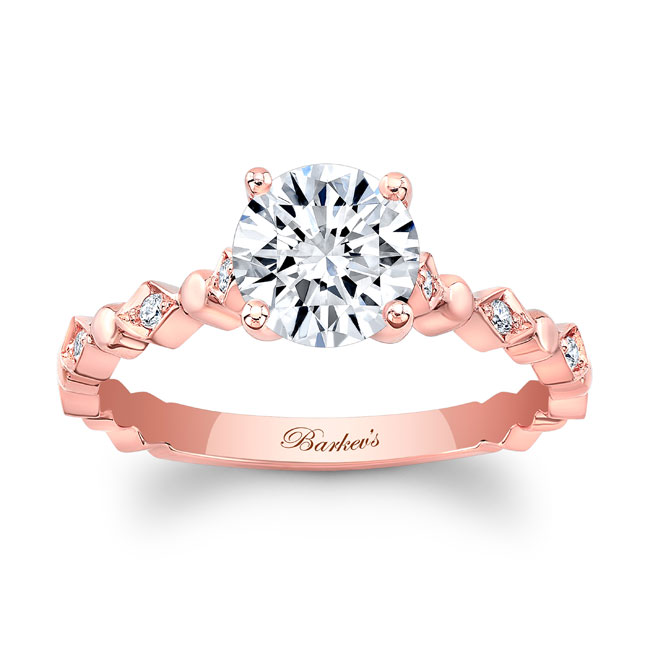 Rose Gold Art Deco Moissanite Engagement Ring