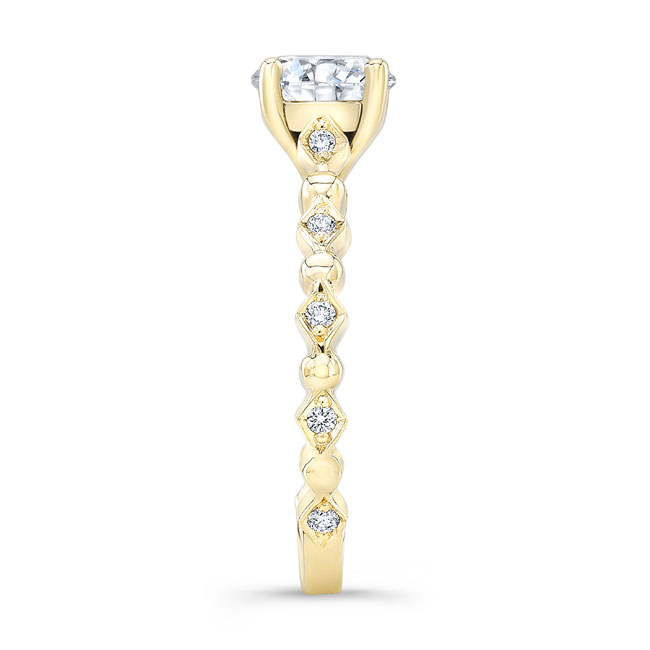 Yellow Gold Art Deco Moissanite Engagement Ring Image 3