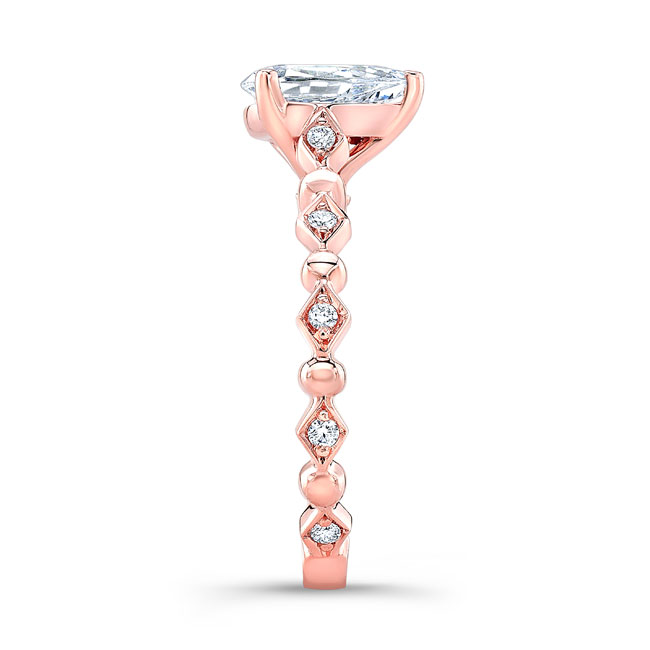 Rose Gold Art Deco Pear Shaped Diamond Ring Image 3