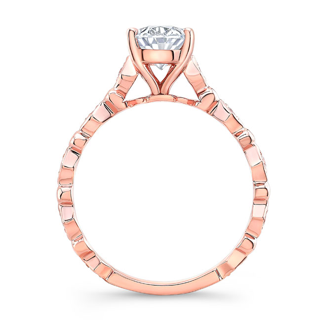 Rose Gold Art Deco Oval Lab Grown Diamond Engagement Ring Image 2