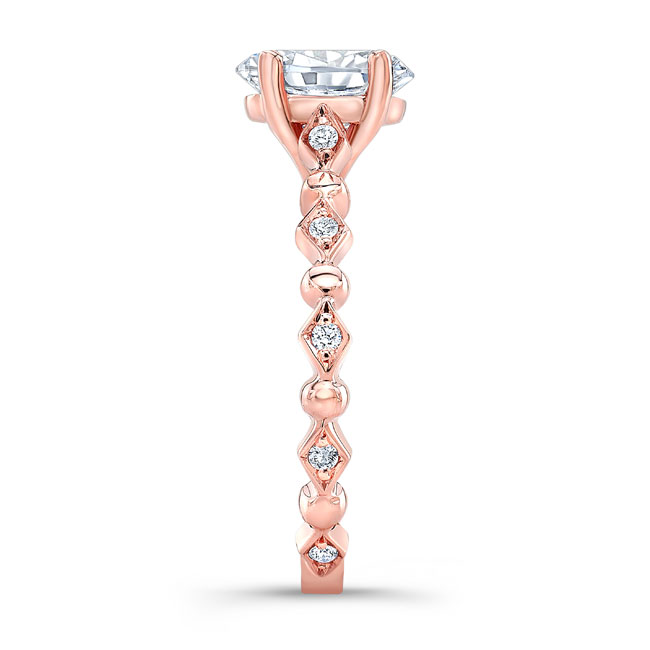 Rose Gold Art Deco Oval Lab Grown Diamond Engagement Ring Image 3