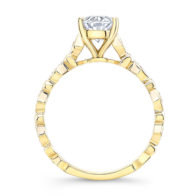 Yellow Gold Art Deco Oval Engagement Ring Image 2