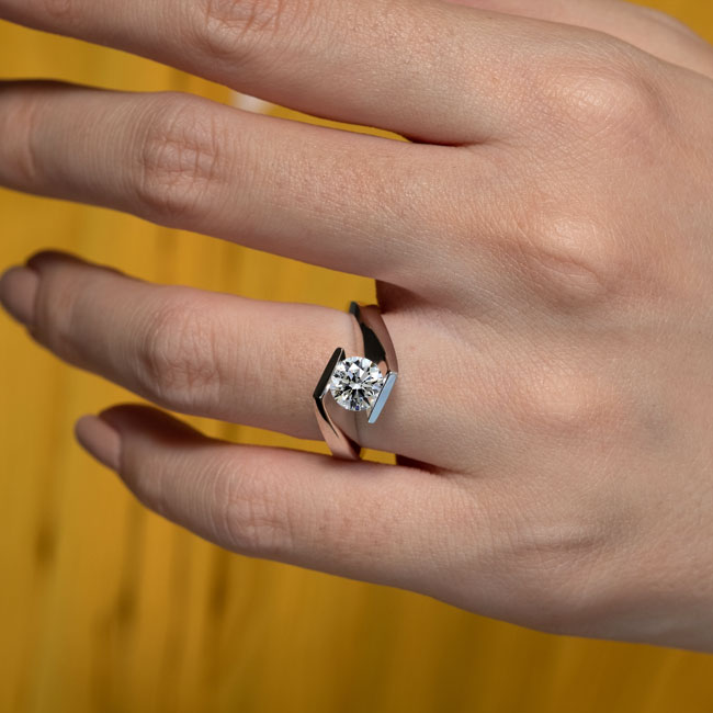 Platinum Tension Solitaire Ring Image 4