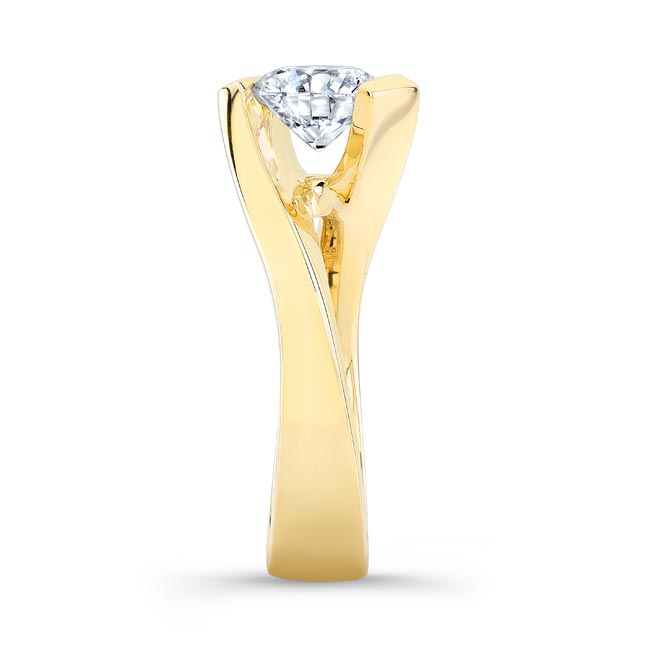 Yellow Gold Tension Solitaire Ring Image 3