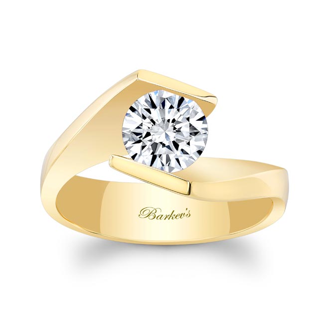 Yellow Gold Tension Solitaire Ring