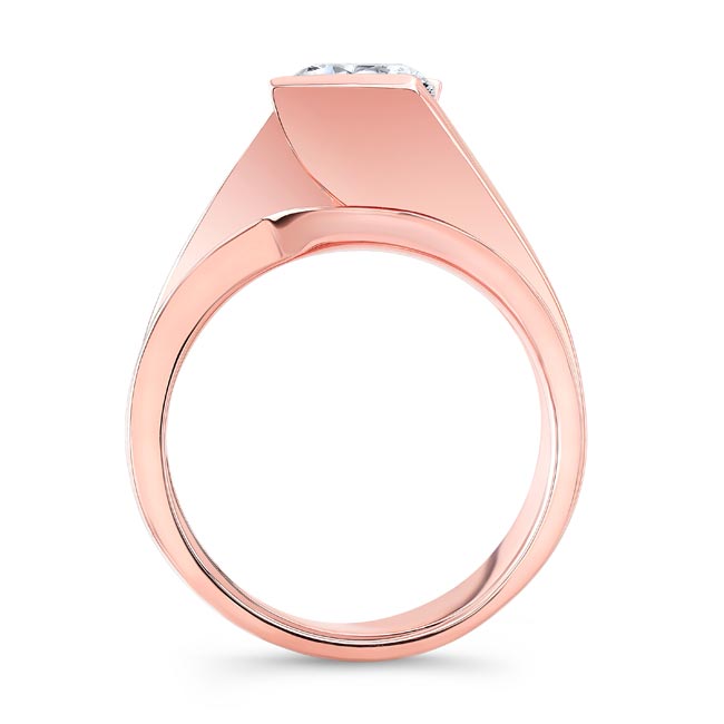 Rose Gold Tension Solitaire Lab Grown Diamond Bridal Set Image 2