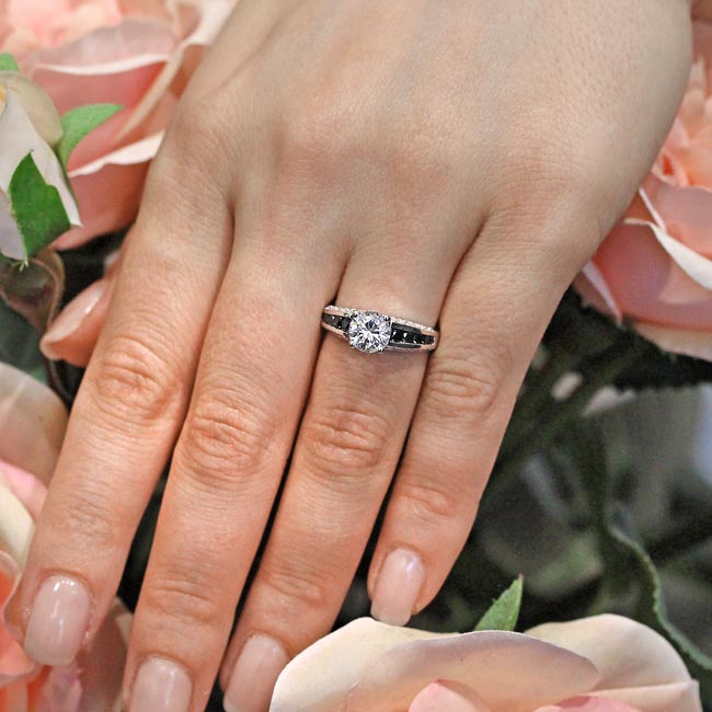 Lab Diamond Channel Set Ring With Black Diamonds Image 4