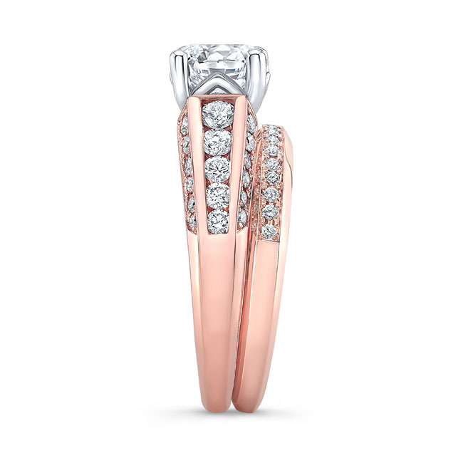 Rose Gold Channel Set Wedding Ring Set Image 3